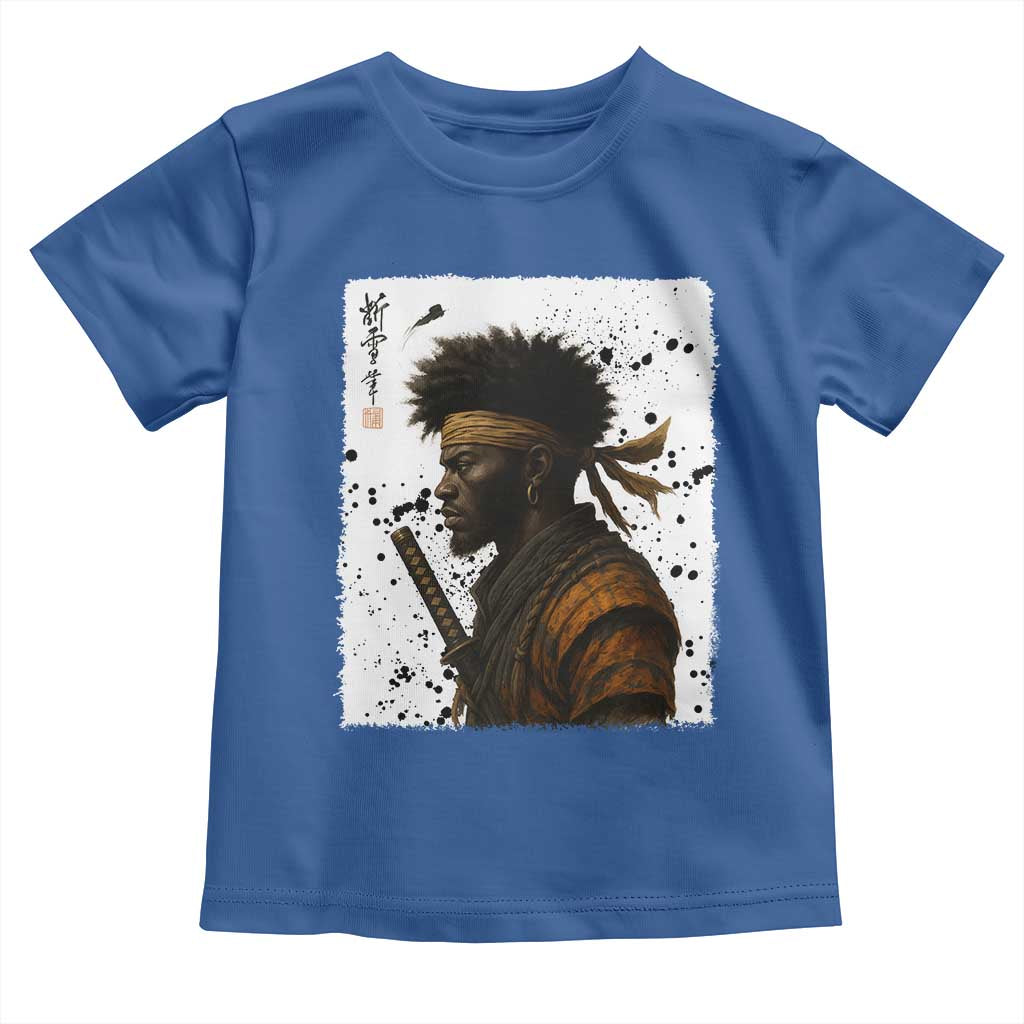 Afro American Samurai Toddler T Shirt Japanese Vintage Graphic Sumie Katana TS12 Royal Blue Print Your Wear