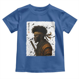 Afro American Samurai Toddler T Shirt Japanese Vintage Graphic Sumie Katana TS12 Royal Blue Print Your Wear