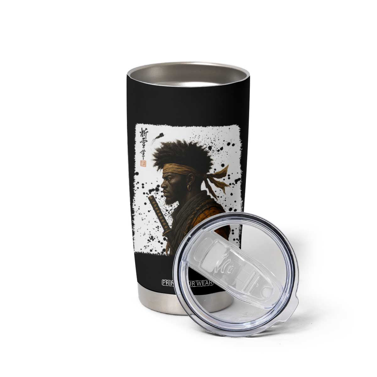 Afro American Samurai Tumbler Cup Japanese Vintage Graphic Sumie Katana TS12 Print Your Wear