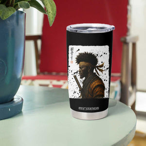 Afro American Samurai Tumbler Cup Japanese Vintage Graphic Sumie Katana TS12 Print Your Wear