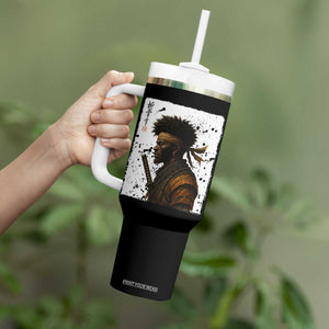 Afro American Samurai Tumbler With Handle Japanese Vintage Graphic Sumie Katana TS12 Print Your Wear