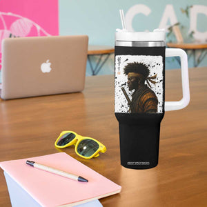 Afro American Samurai Tumbler With Handle Japanese Vintage Graphic Sumie Katana TS12 Print Your Wear