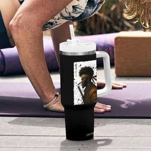 Afro American Samurai Tumbler With Handle Japanese Vintage Graphic Sumie Katana TS12 Print Your Wear