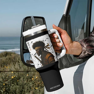 Afro American Samurai Tumbler With Handle Japanese Vintage Graphic Sumie Katana TS12 Print Your Wear