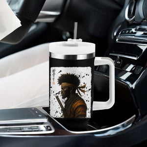 Afro American Samurai Tumbler With Handle Japanese Vintage Graphic Sumie Katana TS12 Print Your Wear