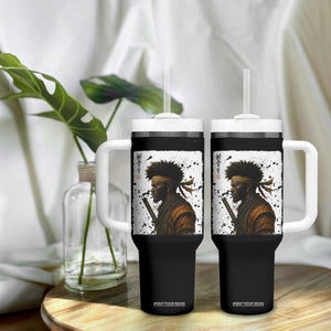 Afro American Samurai Tumbler With Handle Japanese Vintage Graphic Sumie Katana TS12 Print Your Wear