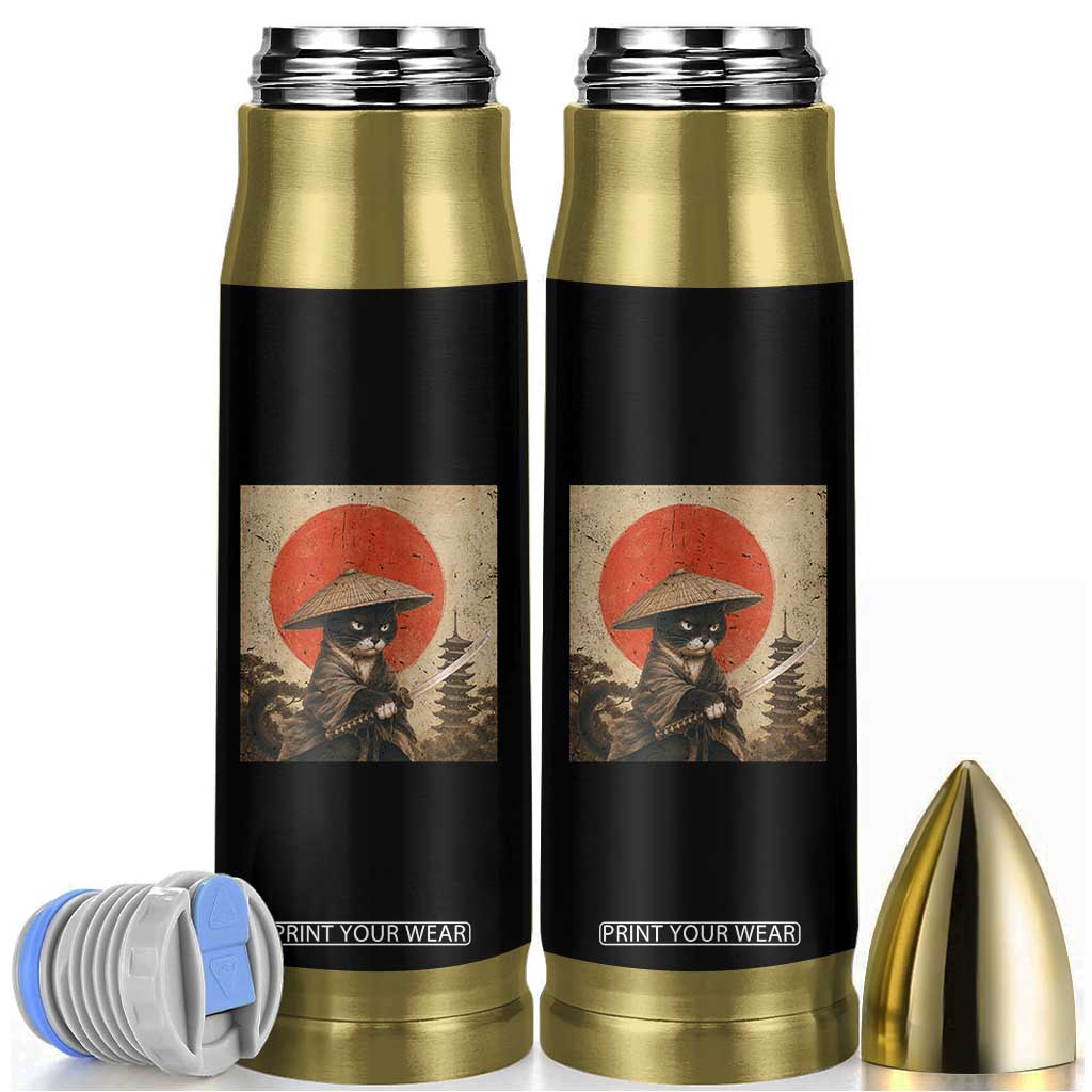 Vintage Samurai Black Cat Japanese Katana Bullet Tumbler Ukiyoe Cat Lover Gift TS12 Black Print Your Wear