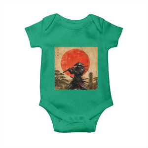 Japanese Samurai Baby Onesie Warrior With Katana Vintage Ukiyoe Style TS12 Irish Green Print Your Wear