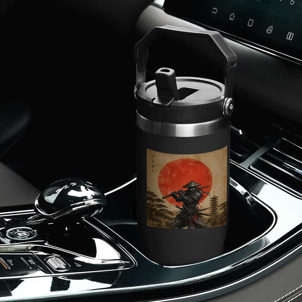Japanese Samurai Flip Straw Tumbler Warrior With Katana Vintage Ukiyoe Style TS12 Print Your Wear