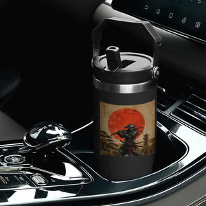Japanese Samurai Flip Straw Tumbler Warrior With Katana Vintage Ukiyoe Style TS12 Print Your Wear