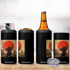 Japanese Samurai 4 in 1 Can Cooler Tumbler Warrior With Katana Vintage Ukiyoe Style TS12 Print Your Wear