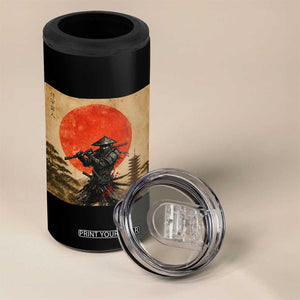 Japanese Samurai 4 in 1 Can Cooler Tumbler Warrior With Katana Vintage Ukiyoe Style TS12 Print Your Wear