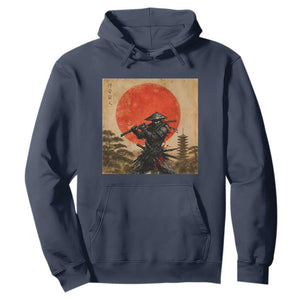 Japanese Samurai Hoodie Warrior With Katana Vintage Ukiyoe Style TS12 Navy Print Your Wear