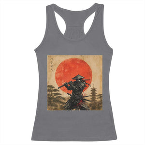 Japanese Samurai Racerback Tank Top Warrior With Katana Vintage Ukiyoe Style TS12 Charcoal Print Your Wear