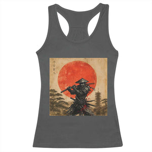 Japanese Samurai Racerback Tank Top Warrior With Katana Vintage Ukiyoe Style TS12 Dark Heather Print Your Wear