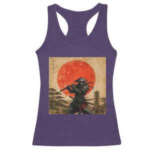 Japanese Samurai Racerback Tank Top Warrior With Katana Vintage Ukiyoe Style TS12 Purple Print Your Wear