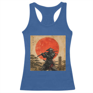 Japanese Samurai Racerback Tank Top Warrior With Katana Vintage Ukiyoe Style TS12 Royal Blue Print Your Wear