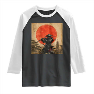 Japanese Samurai Raglan Shirt Warrior With Katana Vintage Ukiyoe Style TS12 Black White Print Your Wear