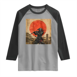 Japanese Samurai Raglan Shirt Warrior With Katana Vintage Ukiyoe Style TS12 Sport Gray Black Print Your Wear
