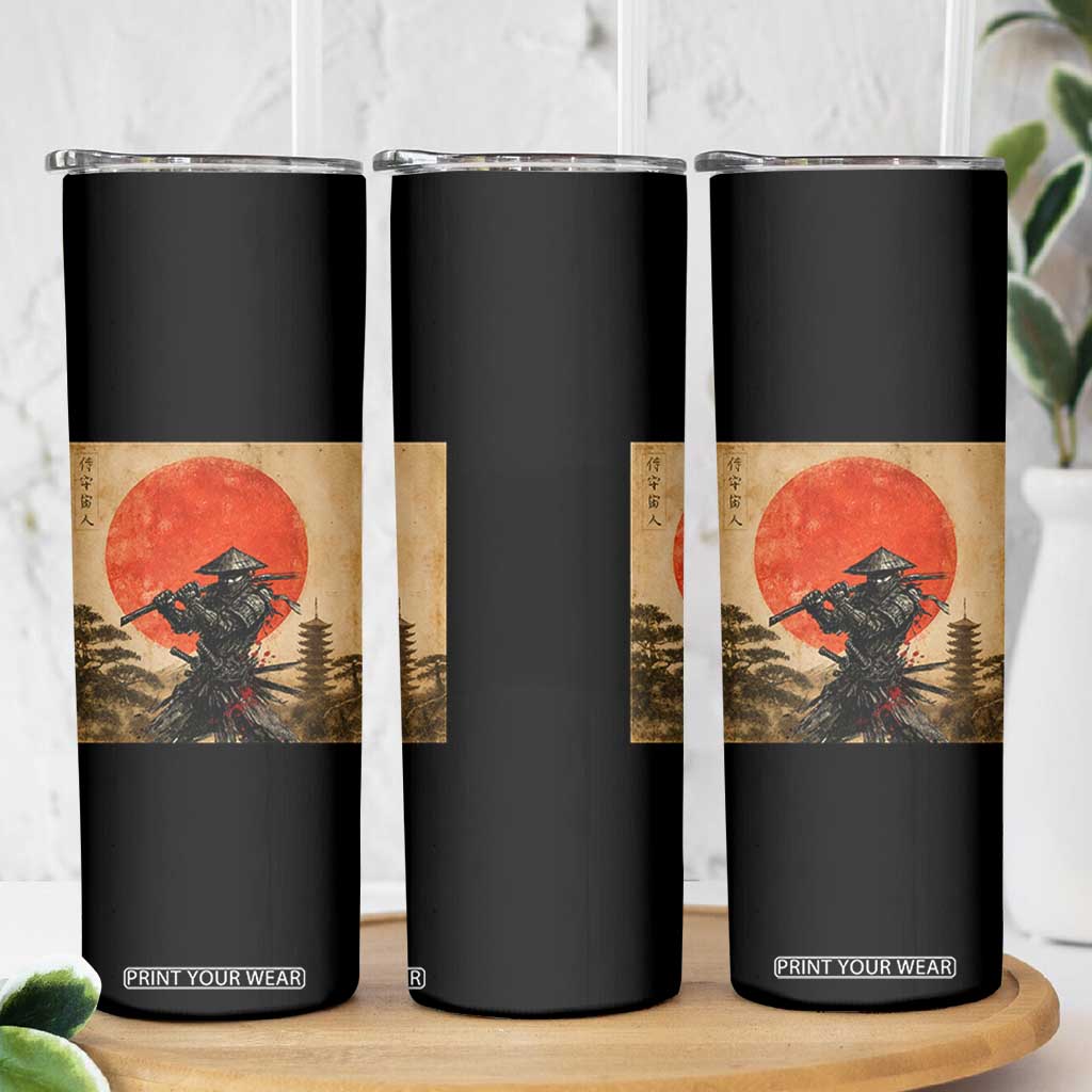 Japanese Samurai Skinny Tumbler Warrior With Katana Vintage Ukiyoe Style TS12 Print Your Wear