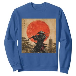 Japanese Samurai Sweatshirt Warrior With Katana Vintage Ukiyoe Style TS12 Royal Blue Print Your Wear
