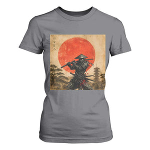 Japanese Samurai T Shirt For Women Warrior With Katana Vintage Ukiyoe Style TS12 Charcoal Print Your Wear