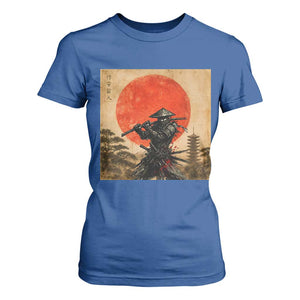 Japanese Samurai T Shirt For Women Warrior With Katana Vintage Ukiyoe Style TS12 Royal Blue Print Your Wear