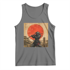 Japanese Samurai Tank Top Warrior With Katana Vintage Ukiyoe Style TS12 Black Heather Print Your Wear