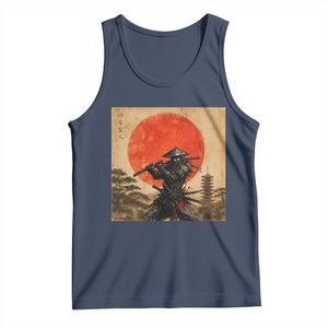 Japanese Samurai Tank Top Warrior With Katana Vintage Ukiyoe Style TS12 Navy Print Your Wear
