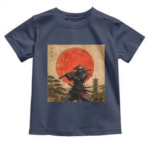 Japanese Samurai Toddler T Shirt Warrior With Katana Vintage Ukiyoe Style TS12 Navy Print Your Wear