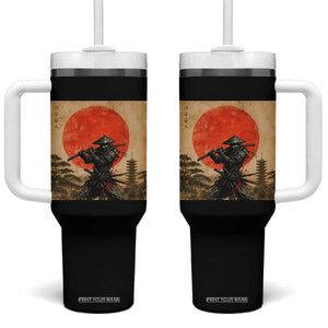 Japanese Samurai Tumbler With Handle Warrior With Katana Vintage Ukiyoe Style TS12 One Size: 40 oz Black Print Your Wear