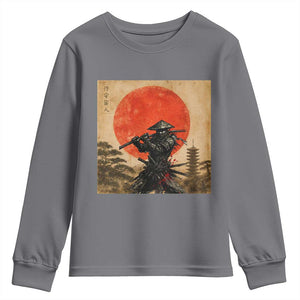 Japanese Samurai Youth Sweatshirt Warrior With Katana Vintage Ukiyoe Style TS12 Charcoal Print Your Wear
