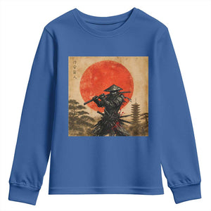 Japanese Samurai Youth Sweatshirt Warrior With Katana Vintage Ukiyoe Style TS12 Royal Blue Print Your Wear