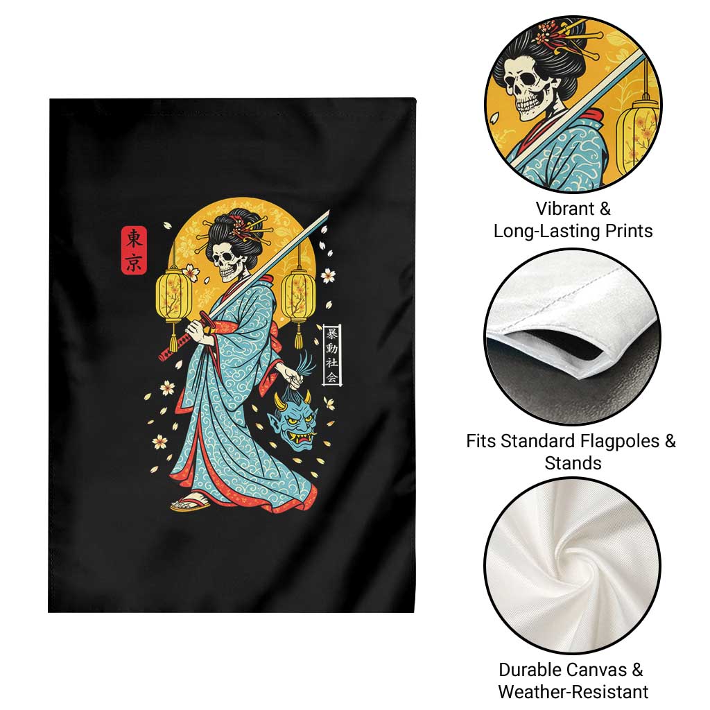 Horror Samurai Geisha Skull Garden Flag Japanese Kimono And Katana TS12 Print Your Wear