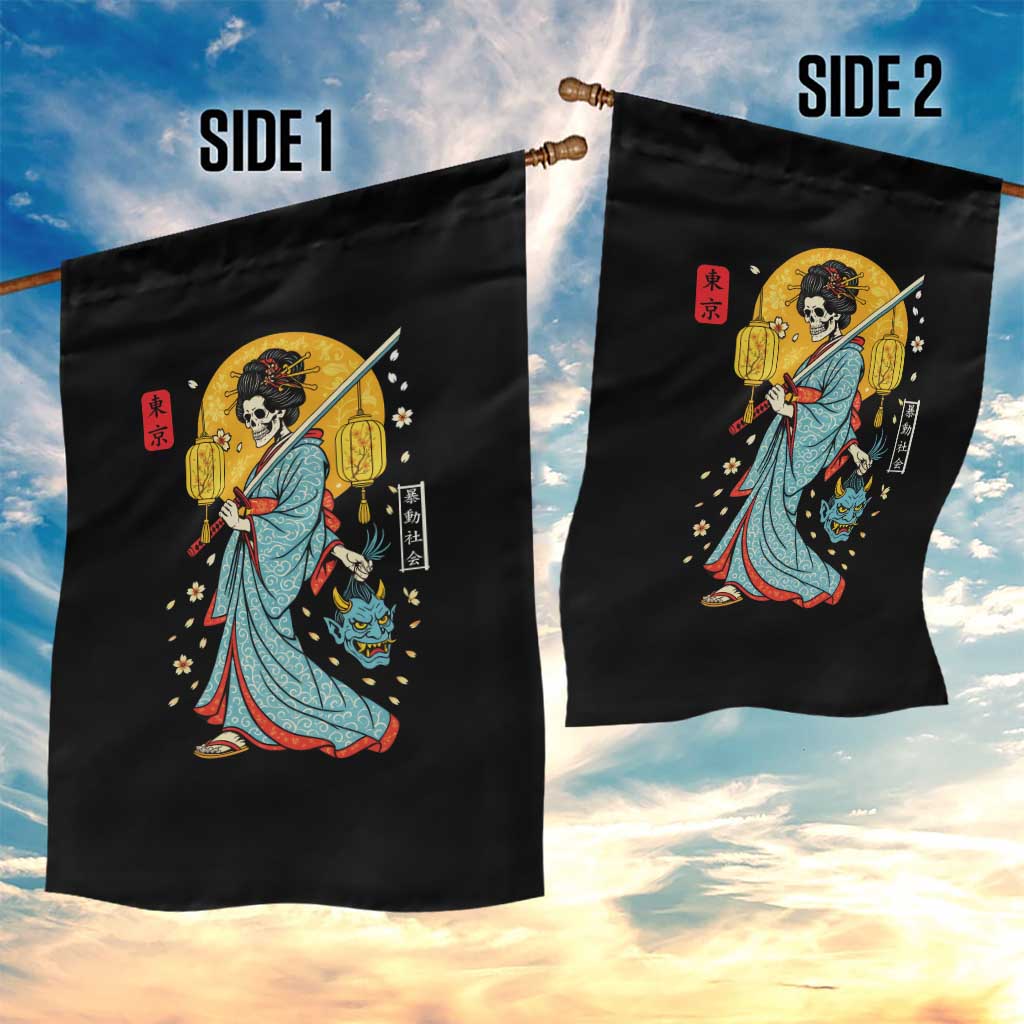 Horror Samurai Geisha Skull Garden Flag Japanese Kimono And Katana TS12 Print Your Wear