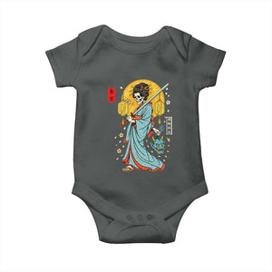 Horror Samurai Geisha Skull Baby Onesie Japanese Kimono And Katana TS12 Dark Heather Print Your Wear