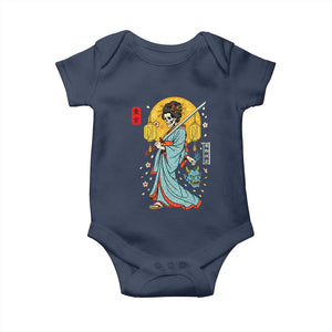 Horror Samurai Geisha Skull Baby Onesie Japanese Kimono And Katana TS12 Navy Print Your Wear