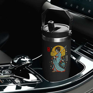 Horror Samurai Geisha Skull Flip Straw Tumbler Japanese Kimono And Katana TS12 Print Your Wear
