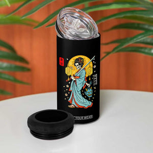 Horror Samurai Geisha Skull 4 in 1 Can Cooler Tumbler Japanese Kimono And Katana TS12 Print Your Wear