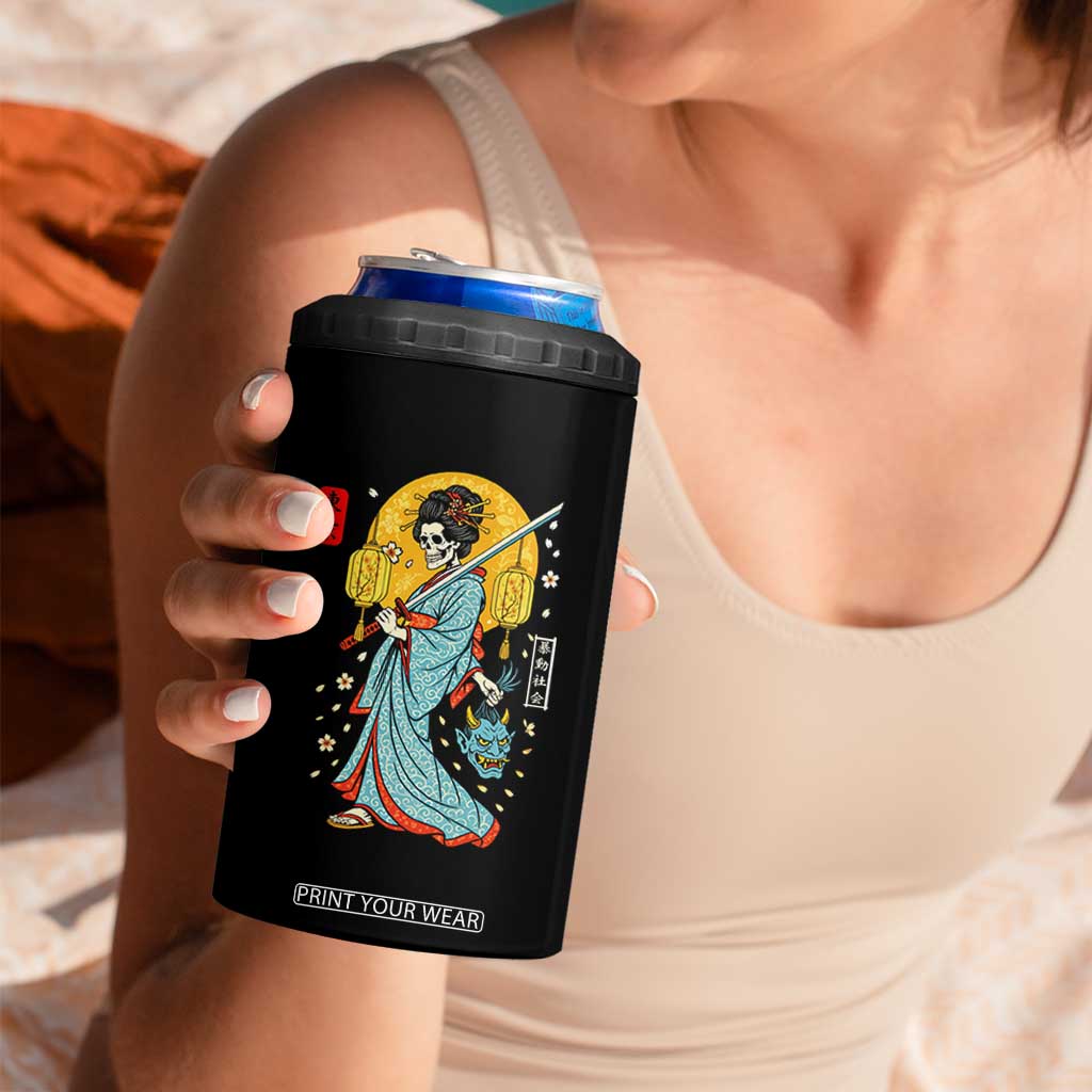 Horror Samurai Geisha Skull 4 in 1 Can Cooler Tumbler Japanese Kimono And Katana TS12 Print Your Wear