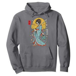 Horror Samurai Geisha Skull Hoodie Japanese Kimono And Katana TS12 Charcoal Print Your Wear