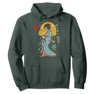 Horror Samurai Geisha Skull Hoodie Japanese Kimono And Katana TS12 Dark Forest Green Print Your Wear
