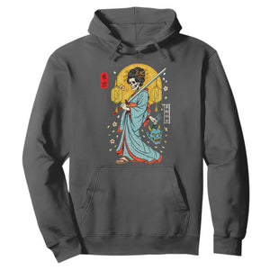 Horror Samurai Geisha Skull Hoodie Japanese Kimono And Katana TS12 Dark Heather Print Your Wear