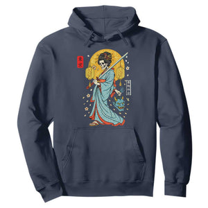 Horror Samurai Geisha Skull Hoodie Japanese Kimono And Katana TS12 Navy Print Your Wear
