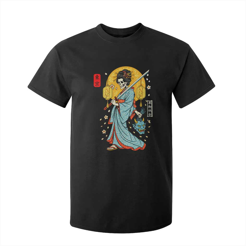 Horror Samurai Geisha Skull T Shirt For Kid Japanese Kimono And Katana TS12 Black Print Your Wear