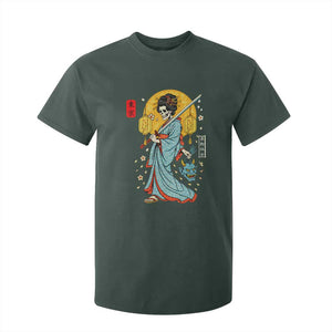 Horror Samurai Geisha Skull T Shirt For Kid Japanese Kimono And Katana TS12 Dark Forest Green Print Your Wear
