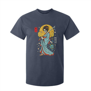 Horror Samurai Geisha Skull T Shirt For Kid Japanese Kimono And Katana TS12 Navy Print Your Wear