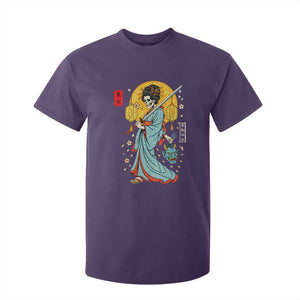 Horror Samurai Geisha Skull T Shirt For Kid Japanese Kimono And Katana TS12 Purple Print Your Wear
