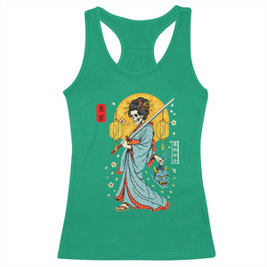 Horror Samurai Geisha Skull Racerback Tank Top Japanese Kimono And Katana TS12 Irish Green Print Your Wear