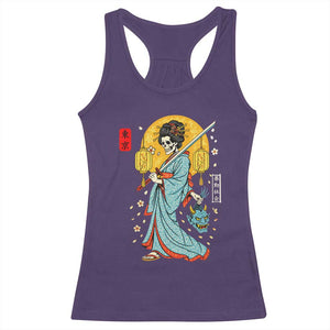 Horror Samurai Geisha Skull Racerback Tank Top Japanese Kimono And Katana TS12 Purple Print Your Wear